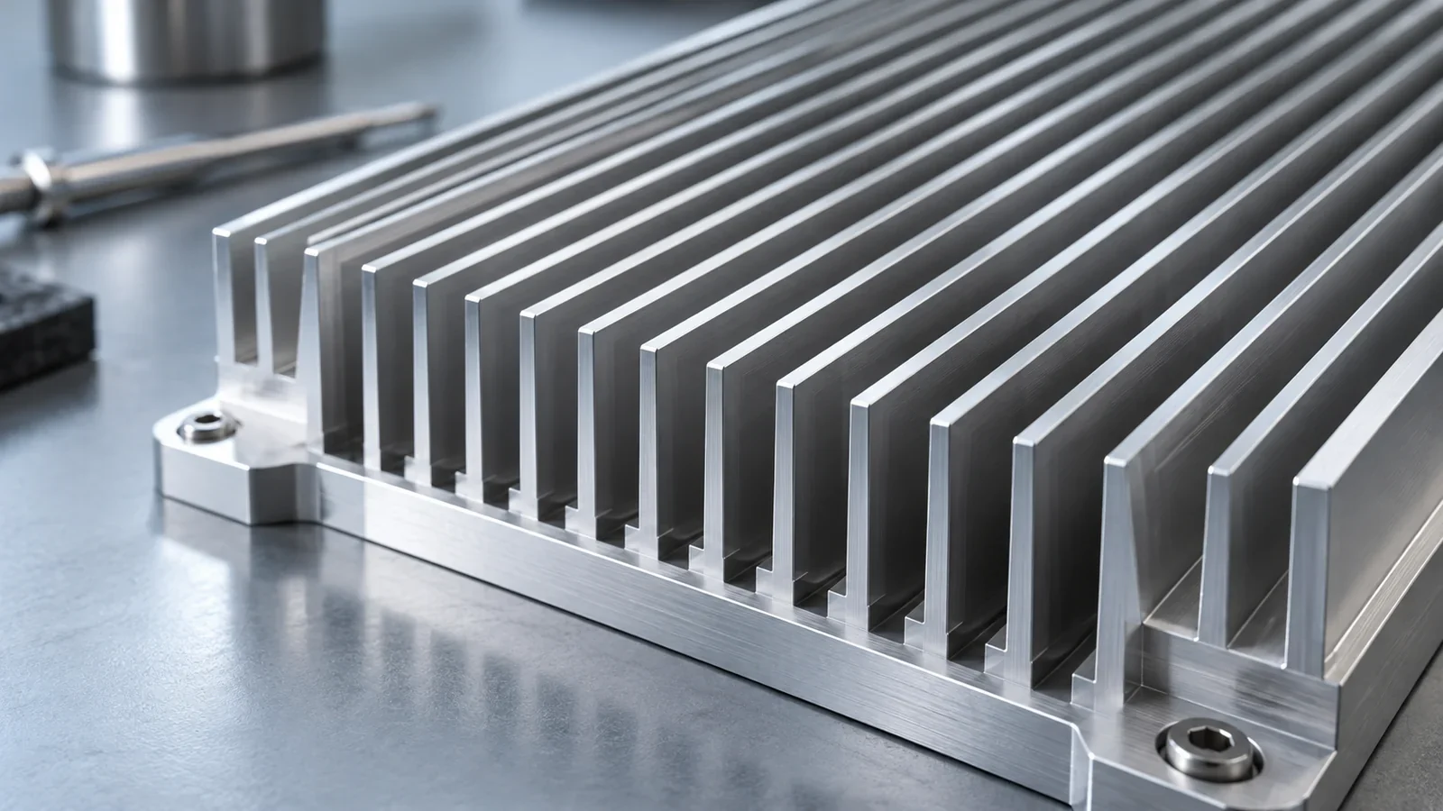 Illustration of fanless heat sink fins and surface details